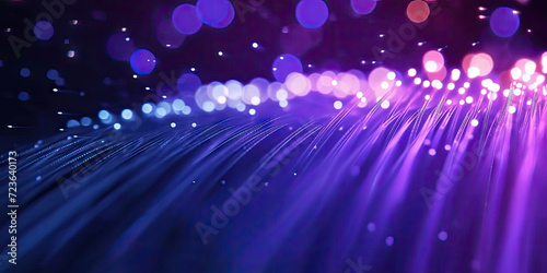 3D Rendering of abstract wire cable tunnel with digital binary data transmitting.purple Glowing data cables transferring information. futuristic,Technology, machine learning, big data, virtualization