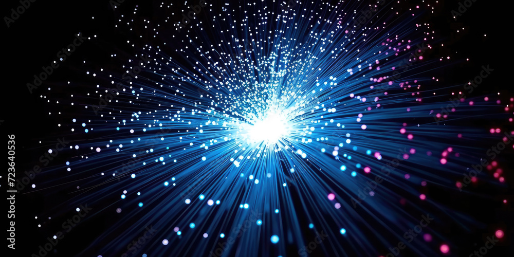 Fototapeta premium 3D Rendering of abstract wire cable tunnel with digital binary data transmitting.blue Glowing data cables transferring information. futuristic, Technology, machine learning, big data, virtualization