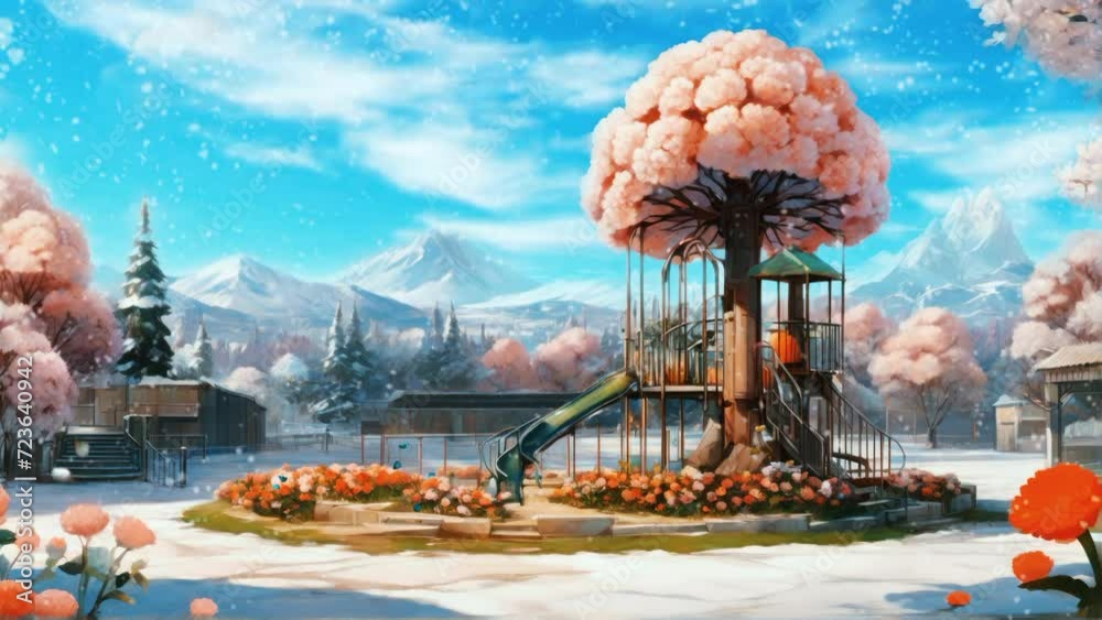 Park view in the winter