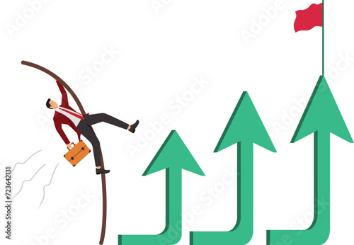 Conquering adversity, Jumping, Pole Vault, Arrow Symbol, Businessman
