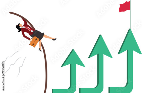 Conquering adversity, Jumping, Pole Vault, Arrow Symbol, Businessman