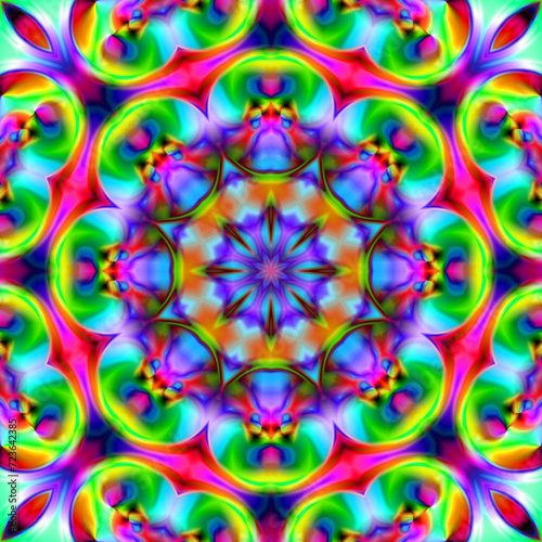 3D rendering of cool futuristic kaleidoscope patterns, Abstract chaotic kaleidoscope psychedelic background. pattern for design.