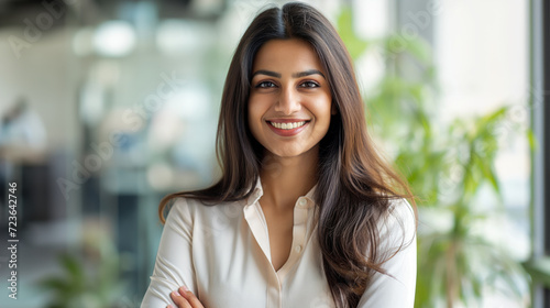 Satisfied Indian professional in a half-shot image