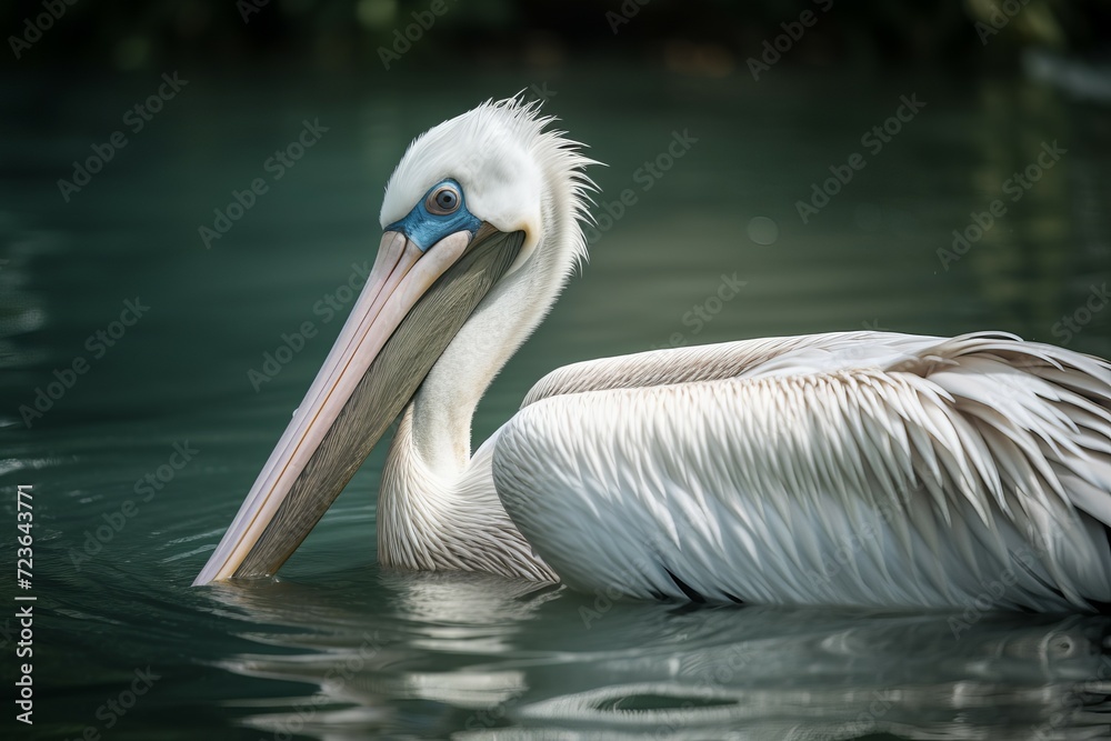 Pelican delta winged creature. Wildlife beaked pond fauna bird. Generate ai