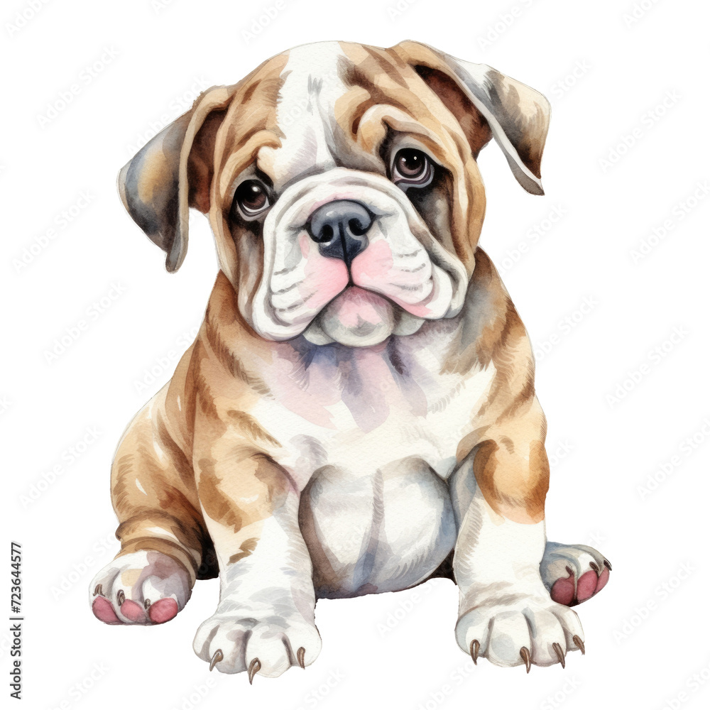 Watercolor cute puppy isolated on a transparent background, png