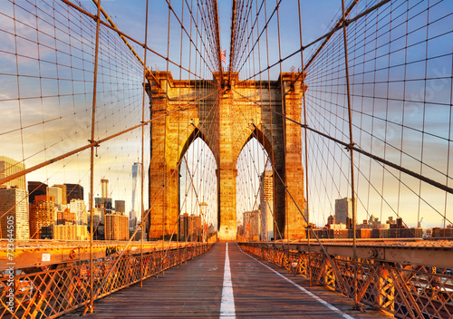 Brooklyn Bridge, New York City at dramatic sunrise, nobody © TTstudio