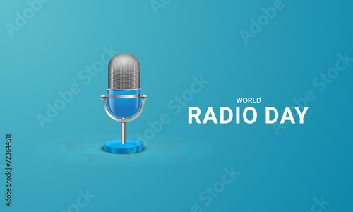 World Radio Day creative design for social media banner, poste, Creative radio day. 3D Illustration