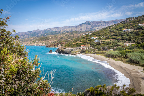Ikaria Landscape: Tranquil and pleasant Kerame Beach, located in the north of the island near Evdilos