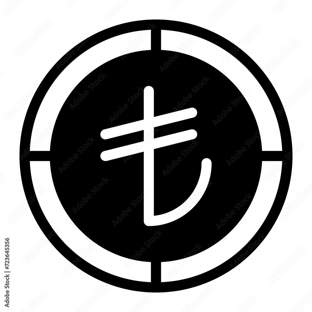 Obraz premium Turkish Lira flat icon. Vector illustration on a white background. for web, UI and App mobile design isolated on white background