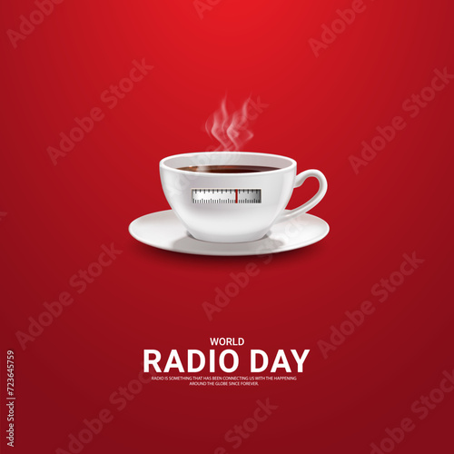 World Radio Day creative design for social media banner, poster 3D Illustration