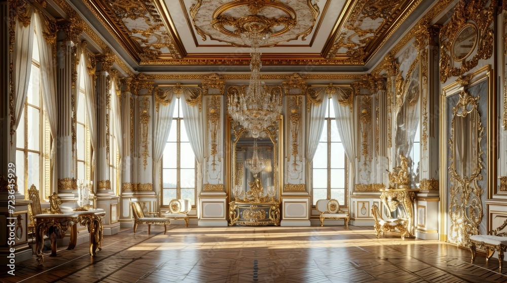 Fototapeta premium Luxury modern classic European style. Classic European style palace with gold and white colors