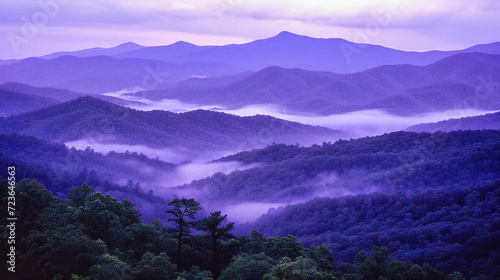 Mountains Nature Landscape Fog Forest: Blue Ridge Hill Trees with Sky Travel Beauty Outdoors Scenic View Sunrise photo