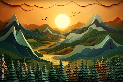 A scenic landscape with a touch of magic - Sunset on the mountain