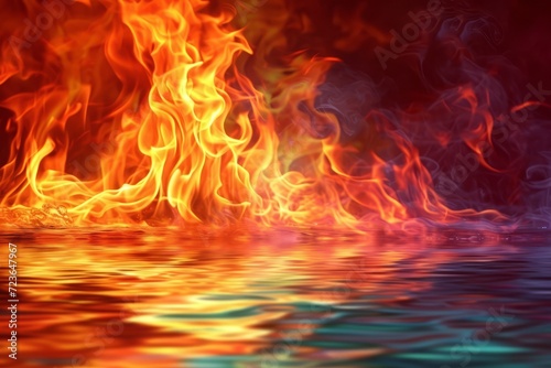 Fire and water form an abstract background
