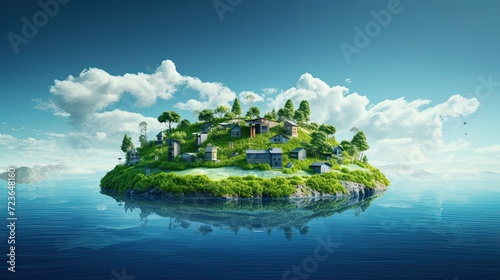 Floating Island - A utopian community on a water-covered world