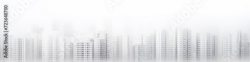 architectural white urban background long narrow panoramic view  row of houses on white fog   blank design  urban concept