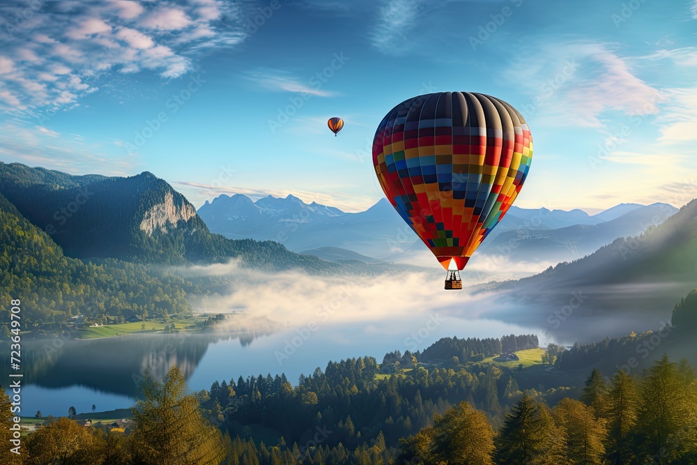 Fly Above the Alpine Lakes with a Multi-Colored Balloon