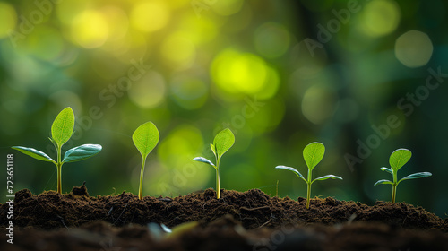 Stages of Plant Sapling Growth in Fertile Soil