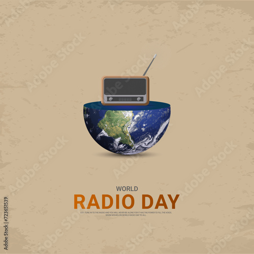 World Radio Day creative design for social media banner, poster 3D Illustration