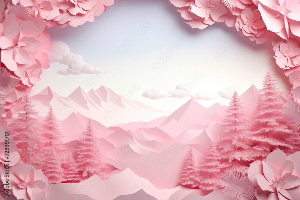 Fantasy Landscape with Pink and White Flowers Fantasy Landscape with Pink and White Flowers