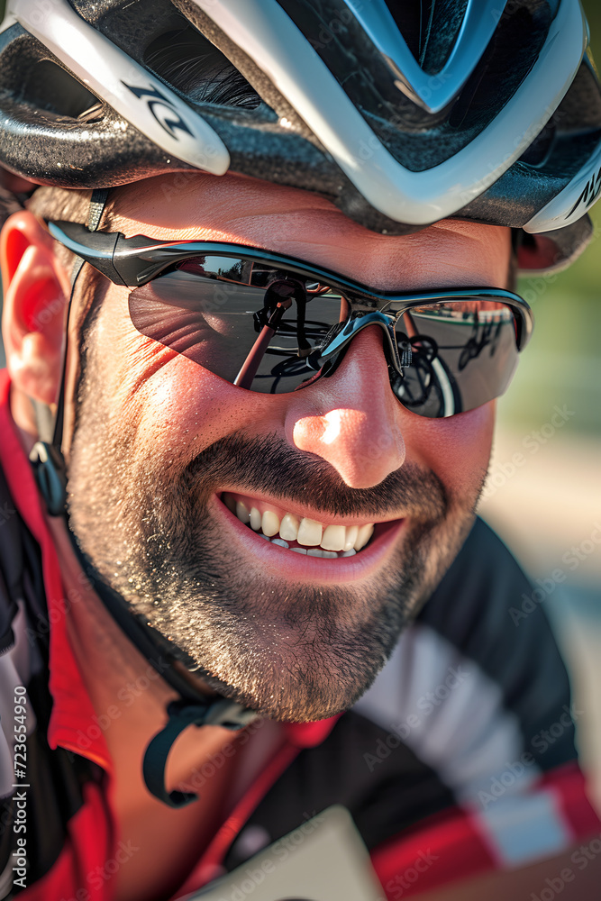 An engaging close-up of a male cyclist An engaging close-up of a male cyclist