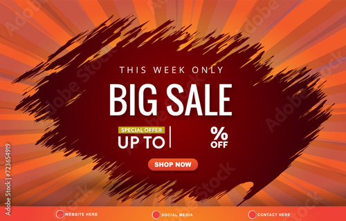 big sale discount template banner with copy space for product sale with abstract gradient orange and yellow background design