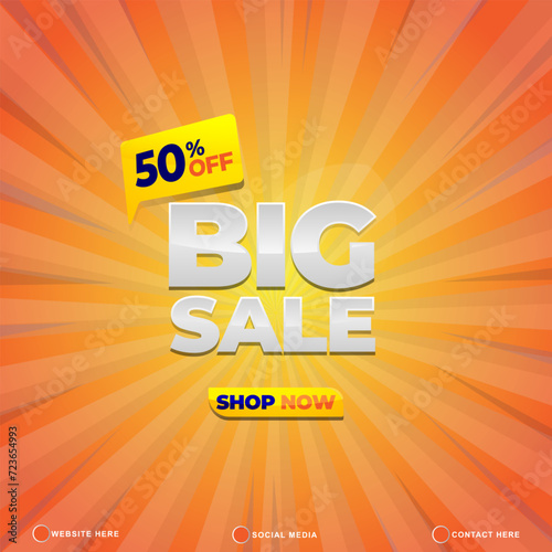 big sale discount template banner with copy space for product sale with abstract gradient orange and yellow background design