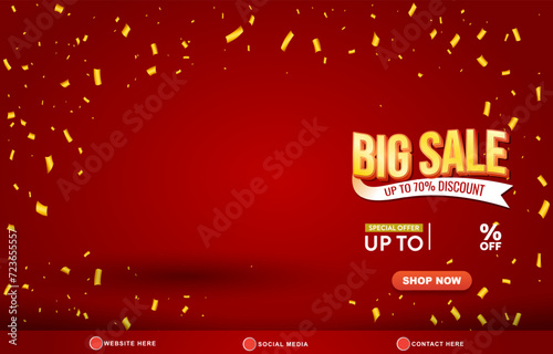 big sale discount template banner with copy space for product sale with abstract gradient re background design