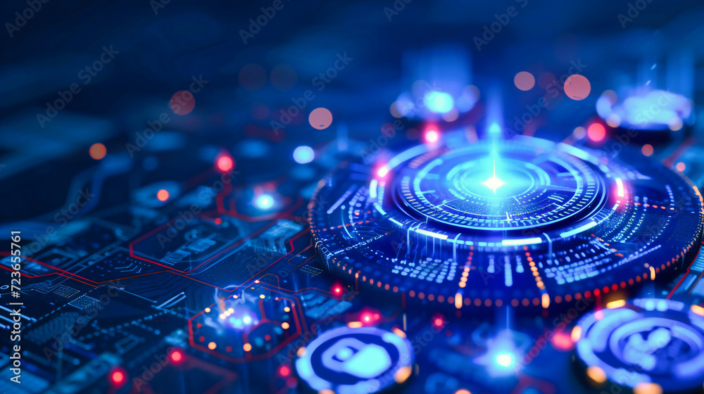 Technology Digital Concept Tech Future Background: Interface Communication Abstract with Network Business Futuristic Design