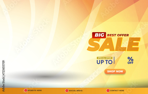 best offer big sale discount template banner with copy space for product sale with abstract gradient yellow and white background design