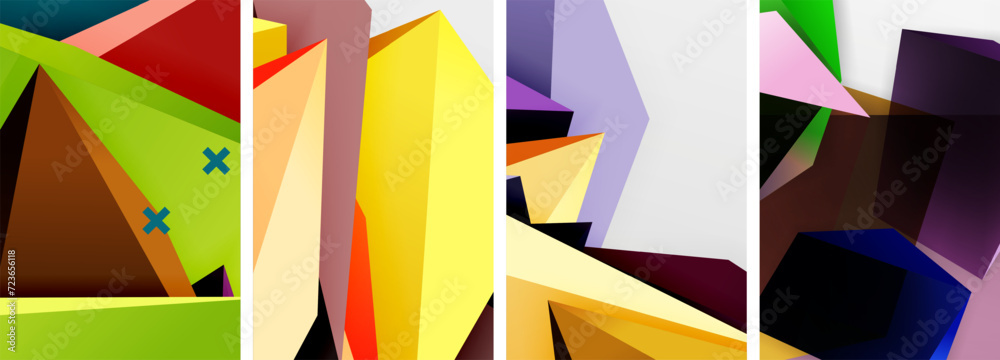 Trendy low poly 3d triangle shapes and other geometric elements background designs for wallpaper, business card, cover, poster, banner, brochure, header, website Trendy low poly 3d triangle shapes and other geometric elements background designs for wallpaper, business card, cover, poster, banner, brochure, header, website