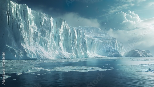 a wonderful image made by artificial intelligence of the huge ice sheets that are in danger due to global warming © Sndor