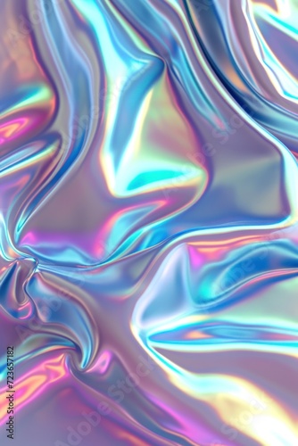 Silky metallic texture depicting flowing wave patterns with an iridescent color palette