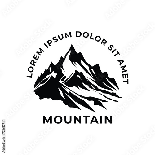 Mountain logo, silhouette flat design illustration isolated on white background