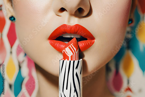 Image that fuses the world of fashion and makeup and radiating an air of sophistication and luxury. Lipstic for women