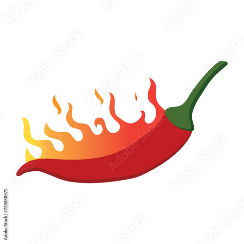 Chilli and fire icon. Hot and spicy. Very hot. Vector.