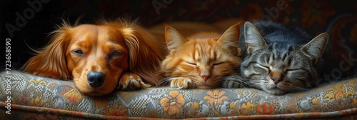Red Dog Dachshund Graybrown Cat, Desktop Wallpaper Backgrounds, Background HD For Designer photo