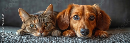 Red Dog Dachshund Graybrown Cat, Desktop Wallpaper Backgrounds, Background HD For Designer photo