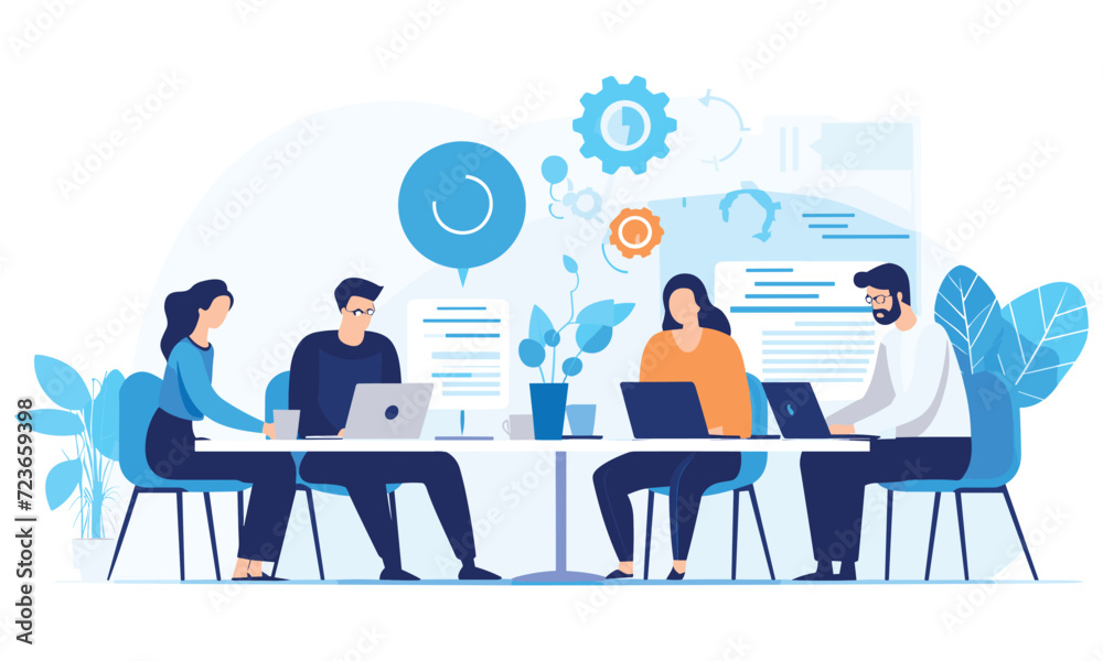 vector flat people on business teamwork illustration flat illustration.
