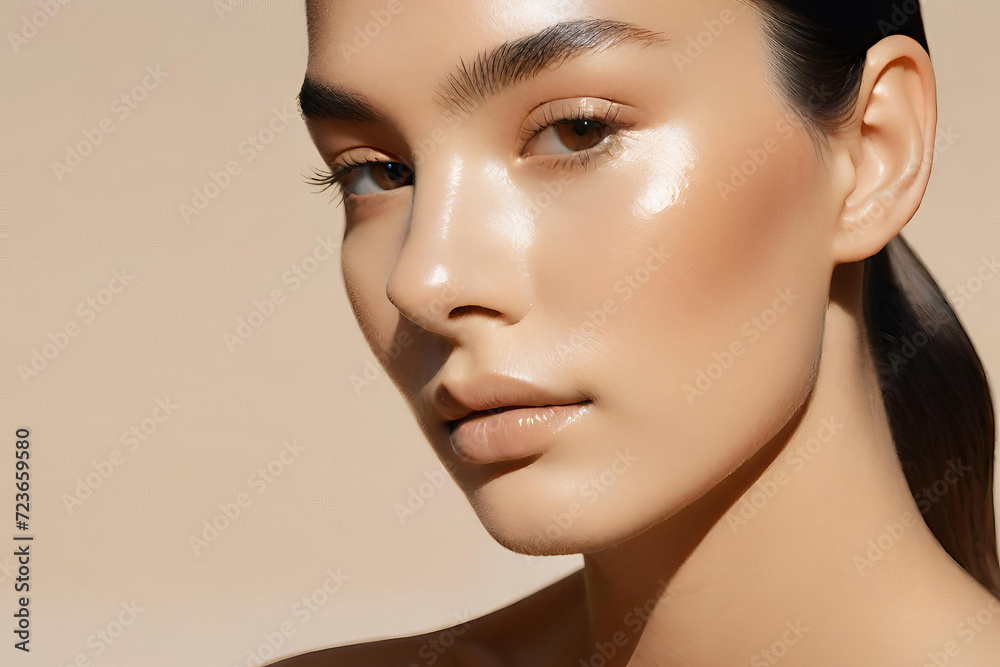 Naklejka premium An image that whispers the secrets of beauty through expressive eyes, lush lashes, and intricate makeup.