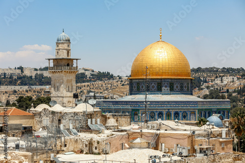 View of the Dome of the Rock mosque in Old City of Jerusalem, Israel.