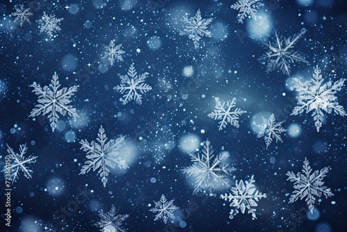 A magical winter scene with falling snowflakes