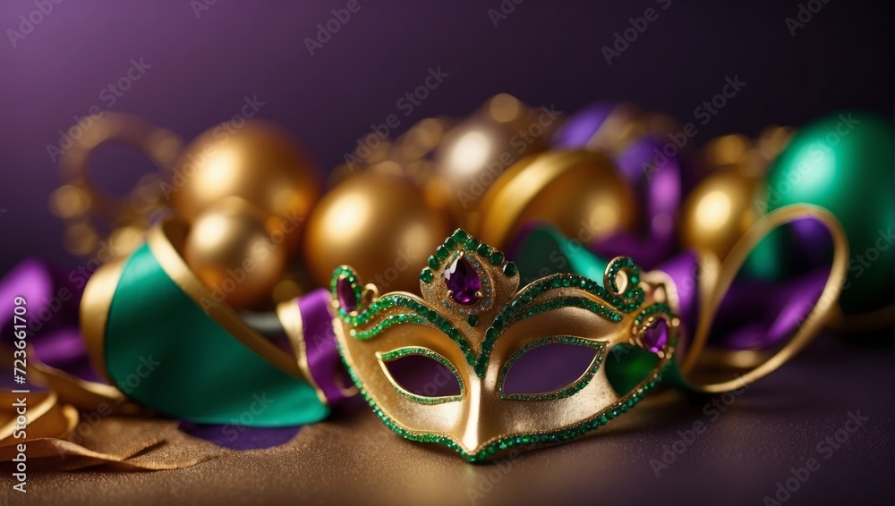 Illustration of carnival mask with decorations and bright colors. Perfect for posters.