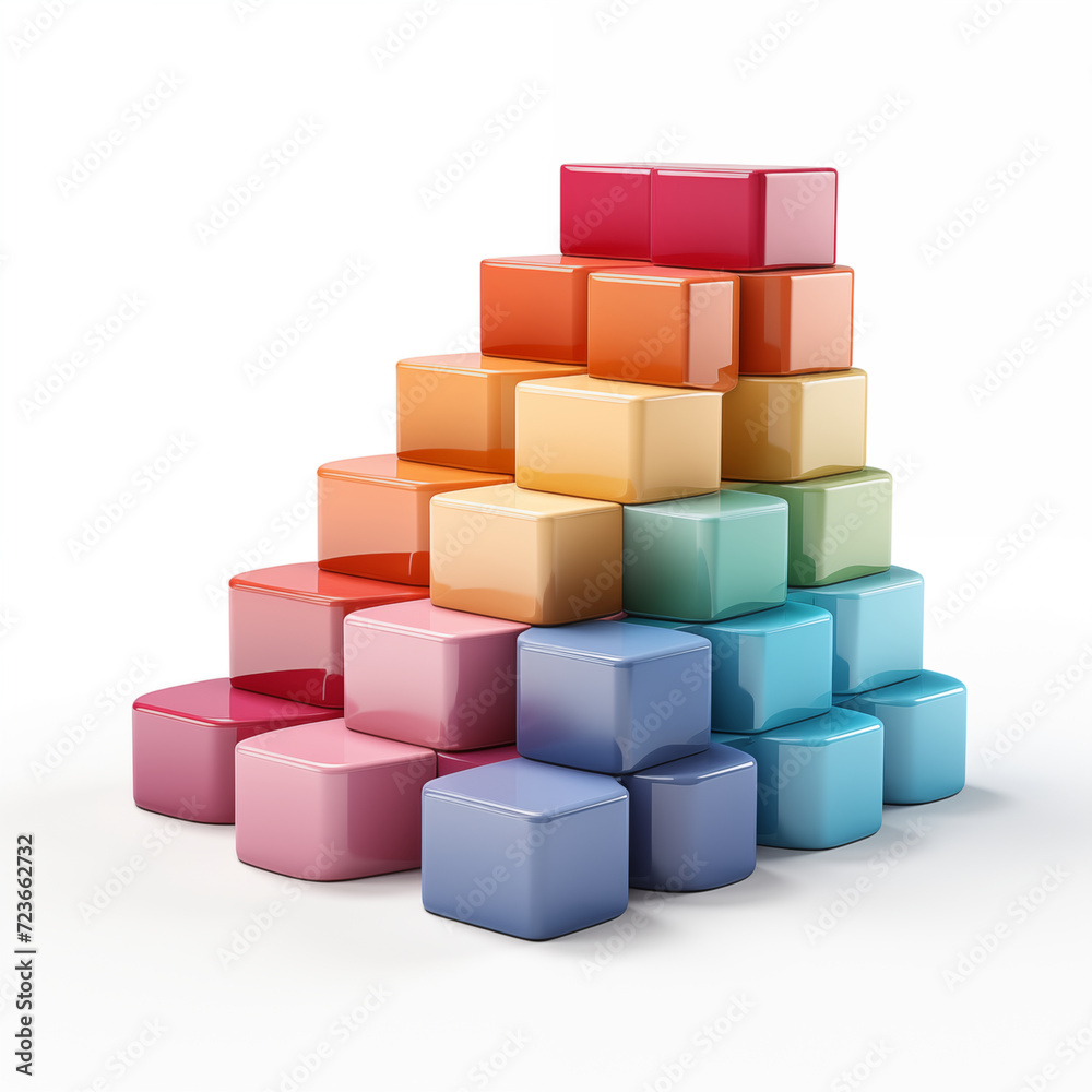 Obraz premium Colorful 3d stair steps, White background