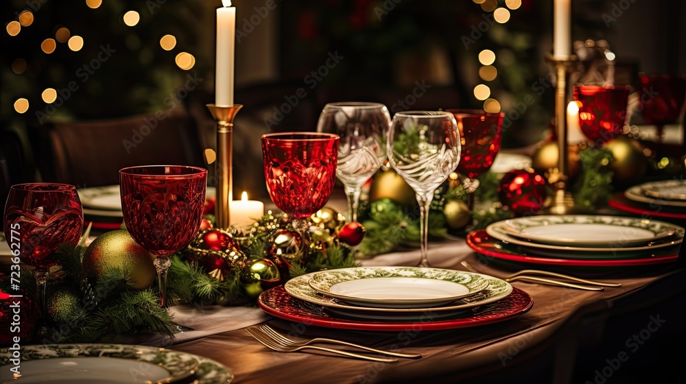 Christmas Dinner Table Setup with Red and White Color Theme Christmas Dinner Table Setup with Red and White Color Theme