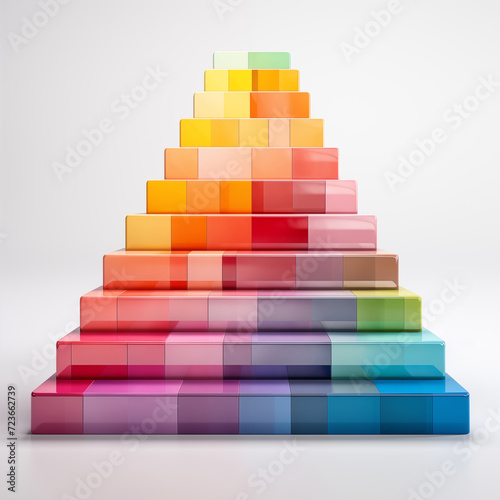 Colorful 3d stair steps  White background