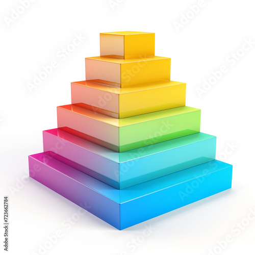 Colorful 3d stair 6 steps  white background  infographic concept
