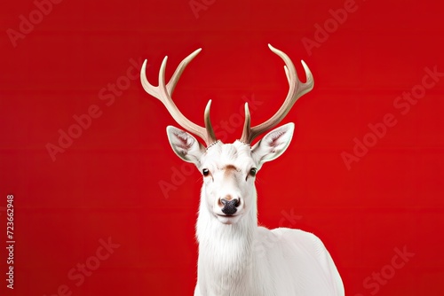 Elegant White Deer with Big Antlers