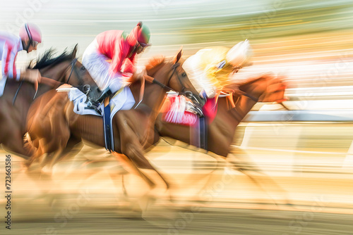 Abstract composition, blurred of horse racing, sports concept, generative ai