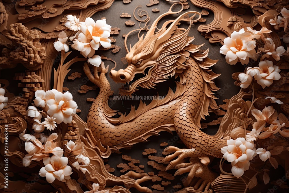 Fototapeta premium Floral Dragon